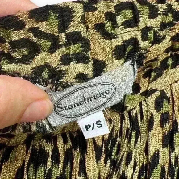 Vintage 90s Stonebridge Women's Animal Print Crinkled Maxi Skirt - Size P/S - Picture 5 of 5